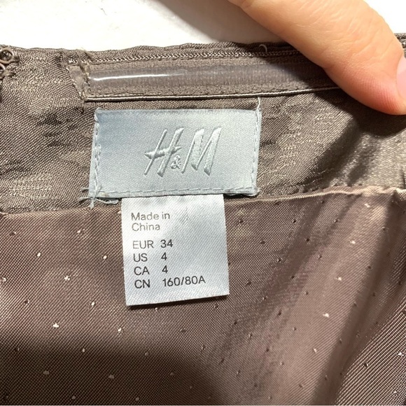 H&M Brown & Black Sweetheart Neckline Strapless Cocktail Dress Pleated size 4 - Picture 7 of 9